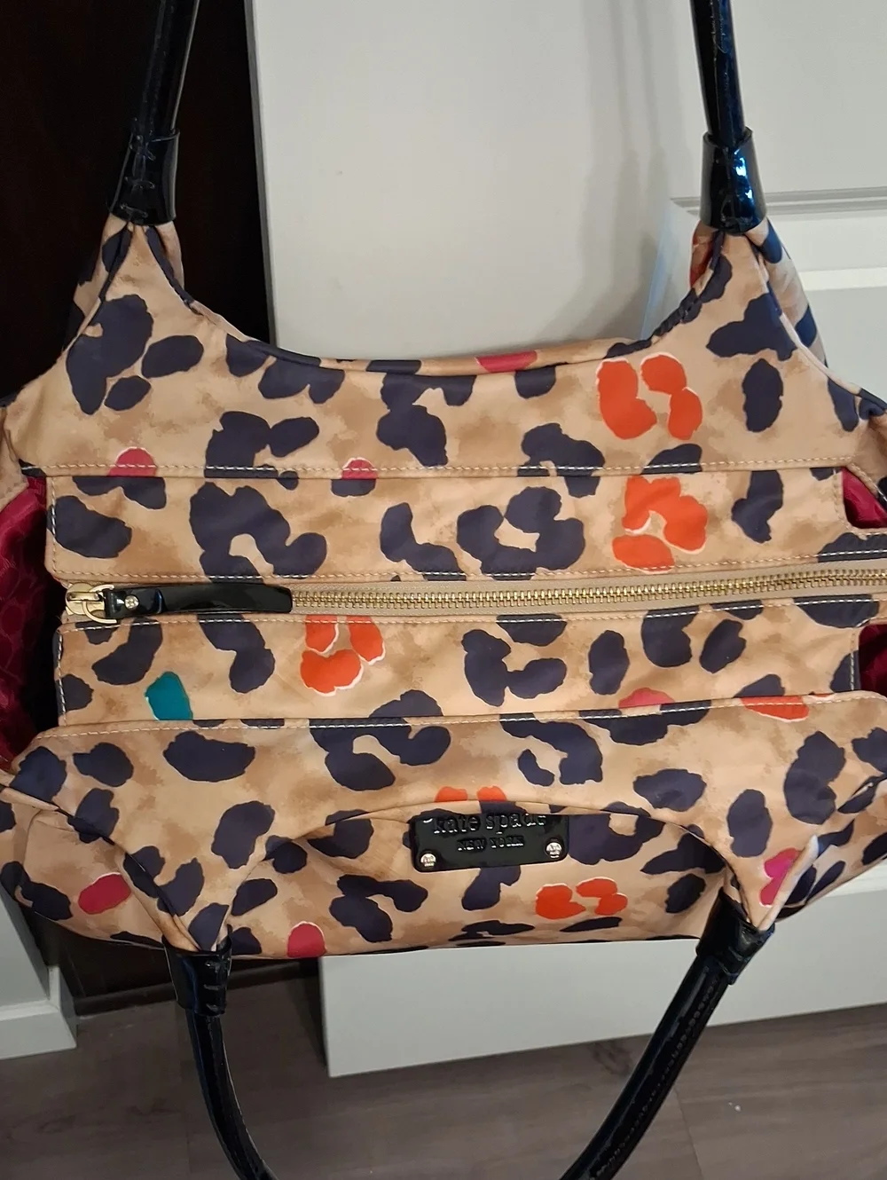 Kate Spade Stevie Pop Art Leopard Print Nylon Shoulder Tote Bag